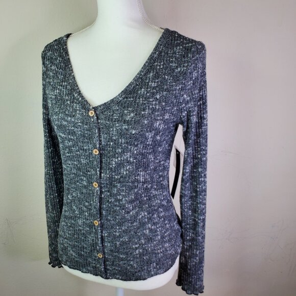 Almost Famous Juniors Grey Vneck Cardigan L - Picture 3 of 8
